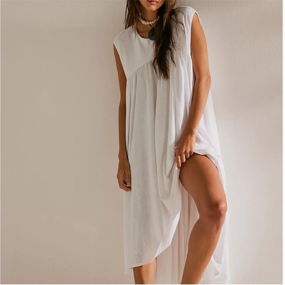 Free People Madelyn Midi Oversized Dress With Pockets In Ivory. NWOT! Sz L - Picture 4 of 7